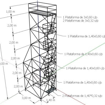 Andamio certificado a 10 mts mas baranda de 3x1,40 con ruedas